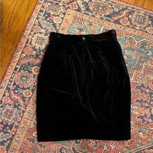Vintage Norma Kamali Black Velvet Pencil Skirt